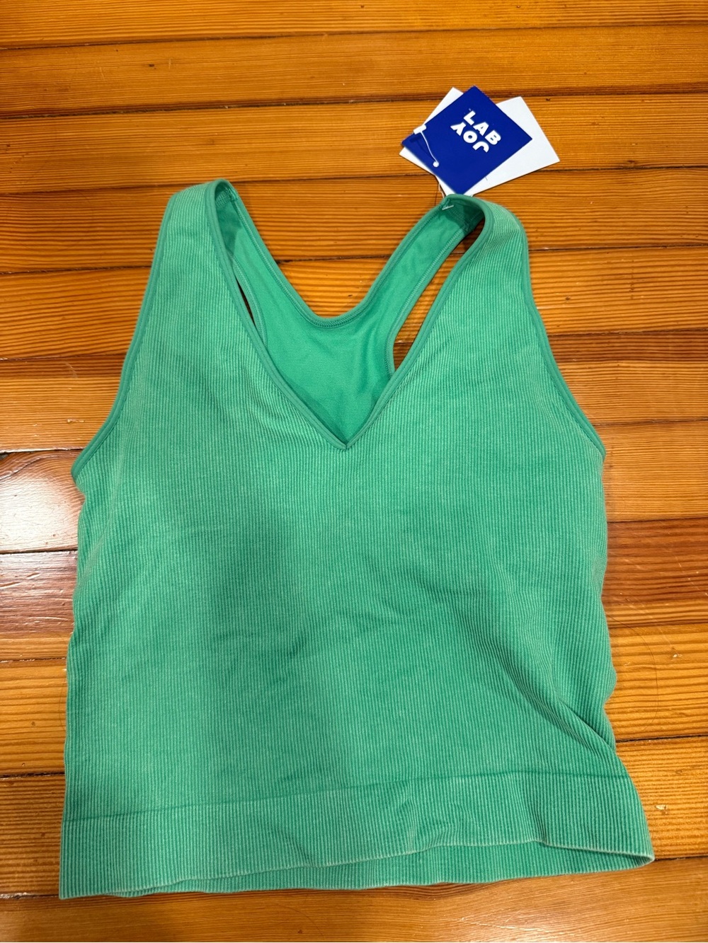 JoyLab Green Ribbed V-Neck Racerback Tank